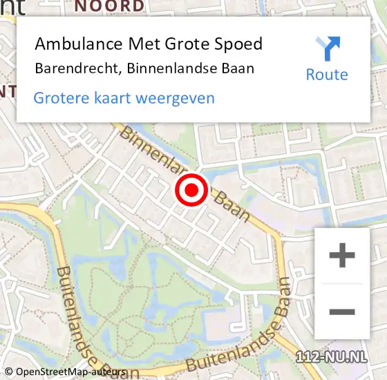 Locatie op kaart van de 112 melding: Ambulance Met Grote Spoed Naar Barendrecht, Binnenlandse Baan op 5 februari 2024 12:15
