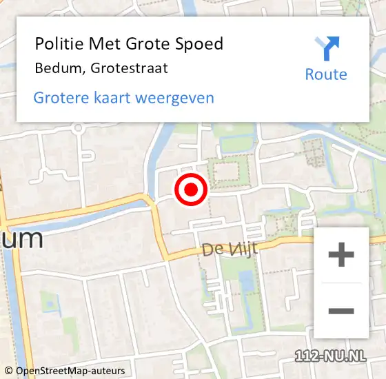 Locatie op kaart van de 112 melding: Politie Met Grote Spoed Naar Bedum, Grotestraat op 5 februari 2024 12:47