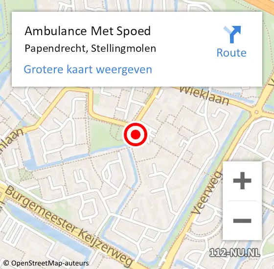 Locatie op kaart van de 112 melding: Ambulance Met Spoed Naar Papendrecht, Stellingmolen op 5 februari 2024 12:52