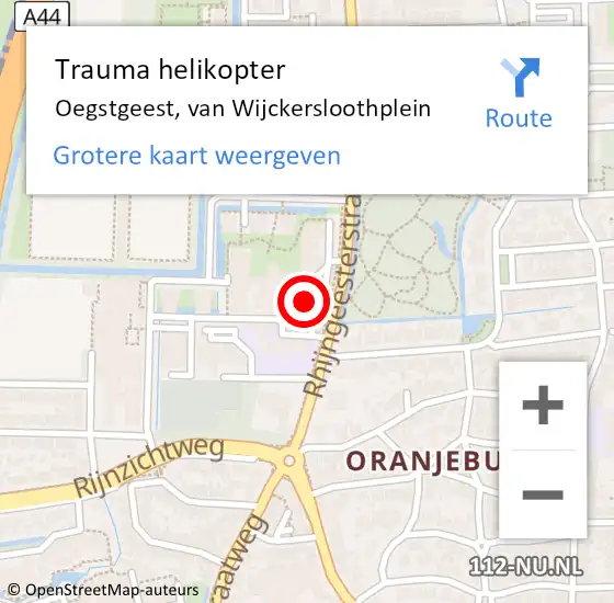 Locatie op kaart van de 112 melding: Trauma helikopter Oegstgeest, van Wijckersloothplein op 5 februari 2024 13:12