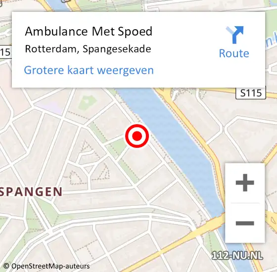 Locatie op kaart van de 112 melding: Ambulance Met Spoed Naar Rotterdam, Spangesekade op 5 februari 2024 13:17
