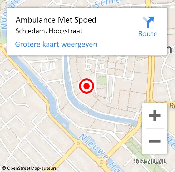 Locatie op kaart van de 112 melding: Ambulance Met Spoed Naar Schiedam, Hoogstraat op 5 februari 2024 13:50