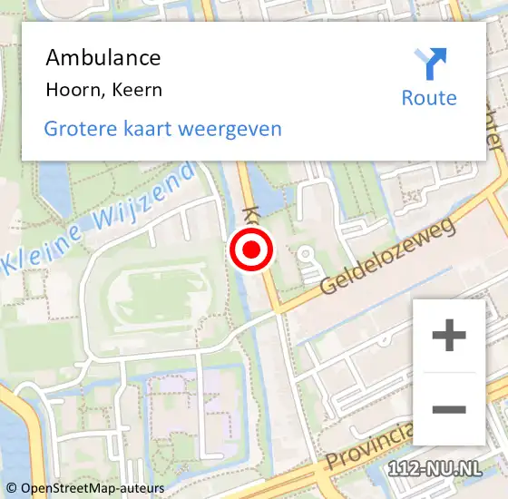 Locatie op kaart van de 112 melding: Ambulance Hoorn, Keern op 5 februari 2024 13:51