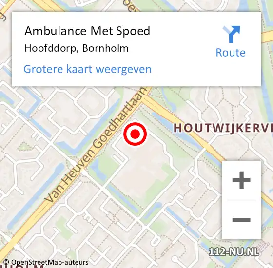 Locatie op kaart van de 112 melding: Ambulance Met Spoed Naar Hoofddorp, Bornholm op 5 februari 2024 15:23