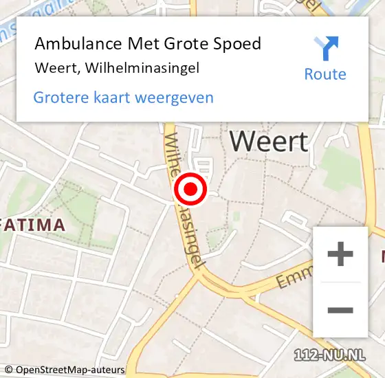 Locatie op kaart van de 112 melding: Ambulance Met Grote Spoed Naar Weert, Wilhelminasingel op 5 februari 2024 15:38