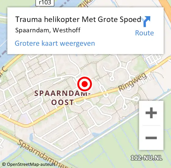 Locatie op kaart van de 112 melding: Trauma helikopter Met Grote Spoed Naar Spaarndam, Westhoff op 5 februari 2024 17:23