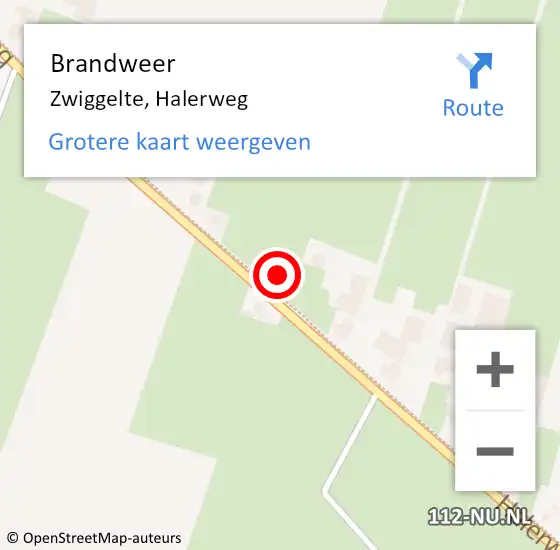 Locatie op kaart van de 112 melding: Brandweer Zwiggelte, Halerweg op 5 februari 2024 18:19