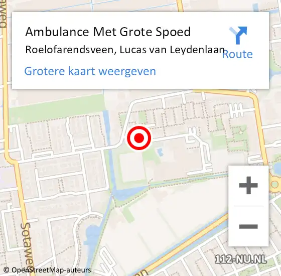 Locatie op kaart van de 112 melding: Ambulance Met Grote Spoed Naar Roelofarendsveen, Lucas van Leydenlaan op 5 februari 2024 18:30