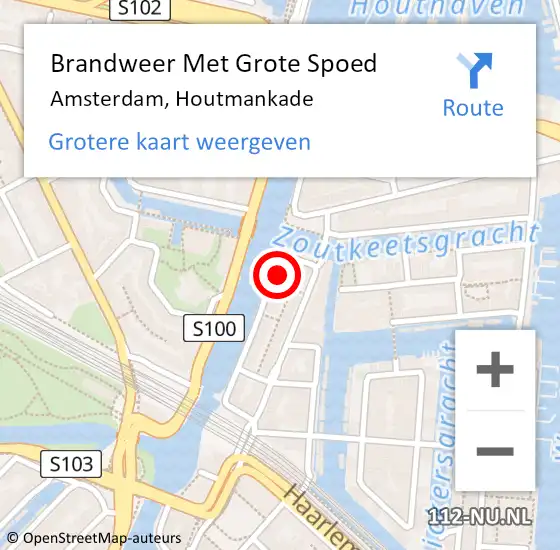 Locatie op kaart van de 112 melding: Brandweer Met Grote Spoed Naar Amsterdam, Houtmankade op 5 februari 2024 18:58