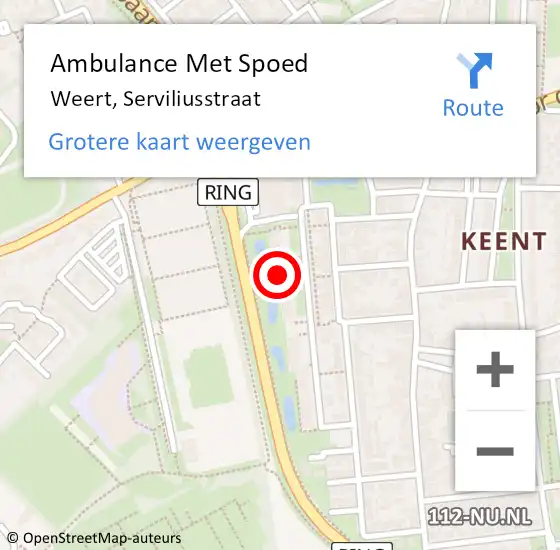 Locatie op kaart van de 112 melding: Ambulance Met Spoed Naar Weert, Serviliusstraat op 5 februari 2024 19:47