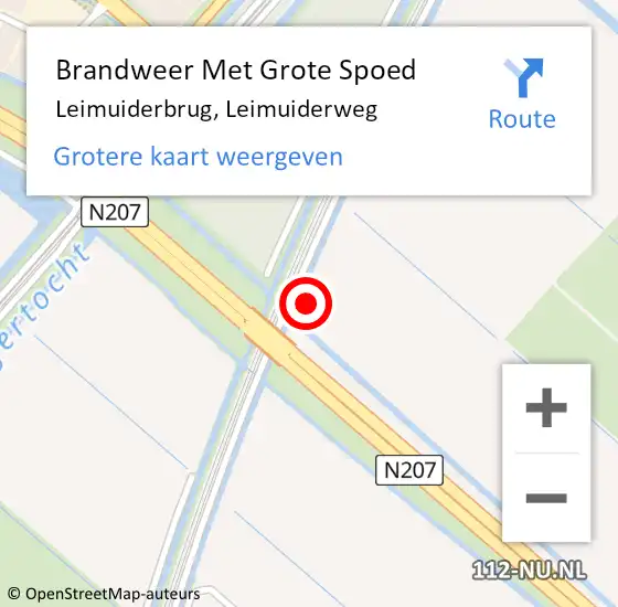 Locatie op kaart van de 112 melding: Brandweer Met Grote Spoed Naar Leimuiderbrug, Leimuiderweg op 5 februari 2024 19:50