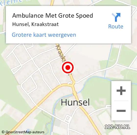 Locatie op kaart van de 112 melding: Ambulance Met Grote Spoed Naar Hunsel, Kraakstraat op 5 februari 2024 20:39