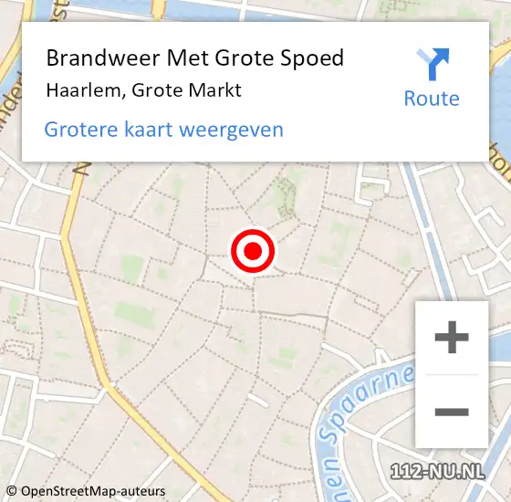 Locatie op kaart van de 112 melding: Brandweer Met Grote Spoed Naar Haarlem, Grote Markt op 5 februari 2024 22:01