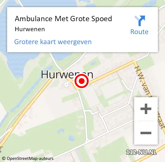 Locatie op kaart van de 112 melding: Ambulance Met Grote Spoed Naar Hurwenen op 5 februari 2024 22:58