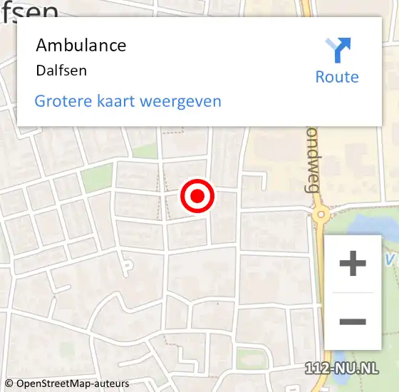 Locatie op kaart van de 112 melding: Ambulance Dalfsen op 6 februari 2024 00:56
