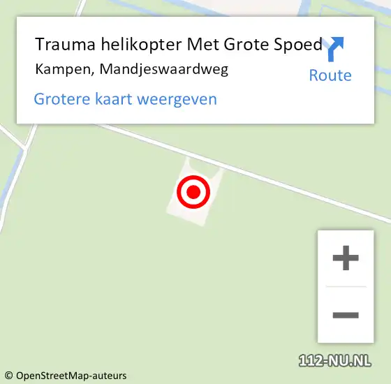 Locatie op kaart van de 112 melding: Trauma helikopter Met Grote Spoed Naar Kampen, Mandjeswaardweg op 6 februari 2024 01:30