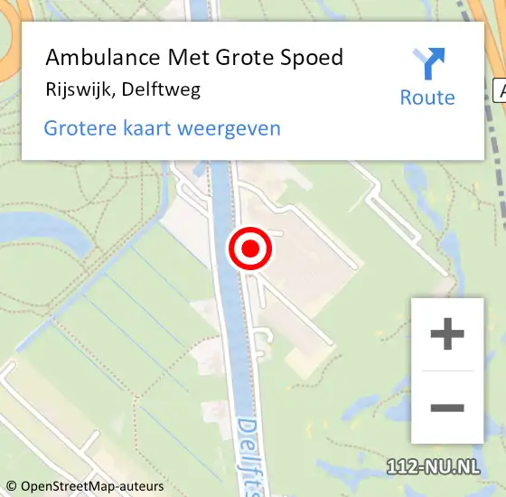 Locatie op kaart van de 112 melding: Ambulance Met Grote Spoed Naar Rijswijk, Delftweg op 6 februari 2024 02:12
