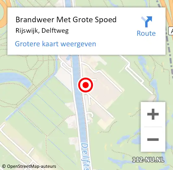 Locatie op kaart van de 112 melding: Brandweer Met Grote Spoed Naar Rijswijk, Delftweg op 6 februari 2024 02:32
