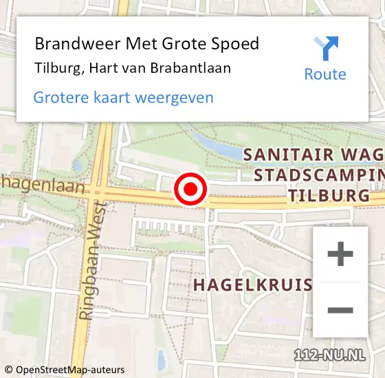 Locatie op kaart van de 112 melding: Brandweer Met Grote Spoed Naar Tilburg, Hart van Brabantlaan op 6 februari 2024 03:17