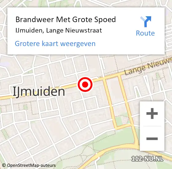 Locatie op kaart van de 112 melding: Brandweer Met Grote Spoed Naar IJmuiden, Lange Nieuwstraat op 6 februari 2024 03:18