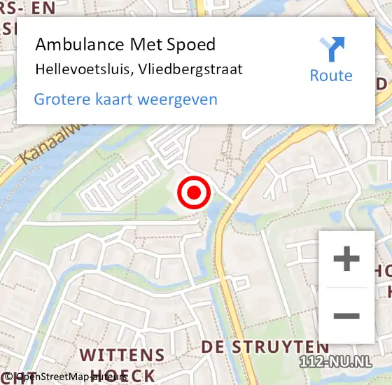 Locatie op kaart van de 112 melding: Ambulance Met Spoed Naar Hellevoetsluis, Vliedbergstraat op 6 februari 2024 04:32