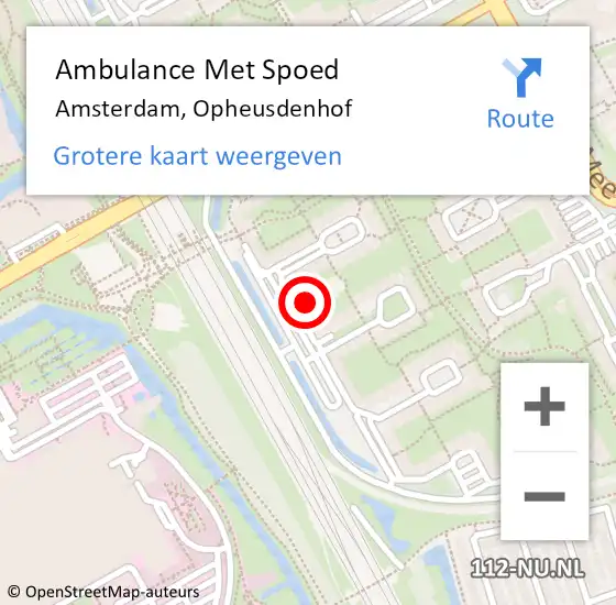 Locatie op kaart van de 112 melding: Ambulance Met Spoed Naar Amsterdam, Opheusdenhof op 6 februari 2024 06:31