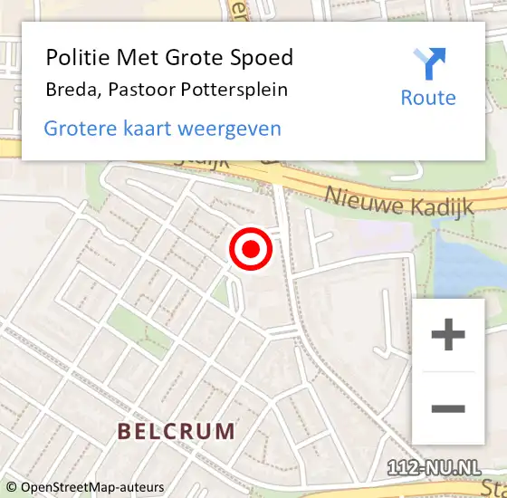 Locatie op kaart van de 112 melding: Politie Met Grote Spoed Naar Breda, Pastoor Pottersplein op 6 februari 2024 07:08
