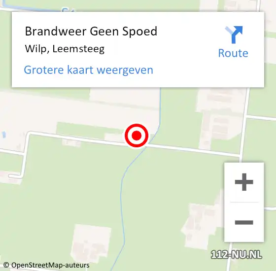 Locatie op kaart van de 112 melding: Brandweer Geen Spoed Naar Wilp, Leemsteeg op 6 februari 2024 07:50