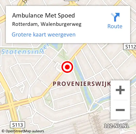 Locatie op kaart van de 112 melding: Ambulance Met Spoed Naar Rotterdam, Walenburgerweg op 6 februari 2024 08:29