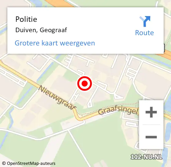 Locatie op kaart van de 112 melding: Politie Duiven, Geograaf op 6 februari 2024 08:46