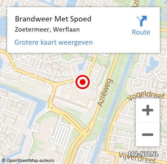 Locatie op kaart van de 112 melding: Brandweer Met Spoed Naar Zoetermeer, Werflaan op 6 februari 2024 09:33