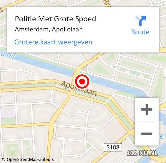 Locatie op kaart van de 112 melding: Politie Met Grote Spoed Naar Amsterdam, Apollolaan op 6 februari 2024 11:03