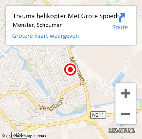 Locatie op kaart van de 112 melding: Trauma helikopter Met Grote Spoed Naar Monster, Schouman op 6 februari 2024 11:08