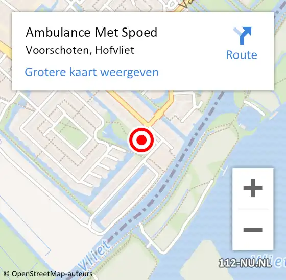 Locatie op kaart van de 112 melding: Ambulance Met Spoed Naar Voorschoten, Hofvliet op 6 februari 2024 11:14