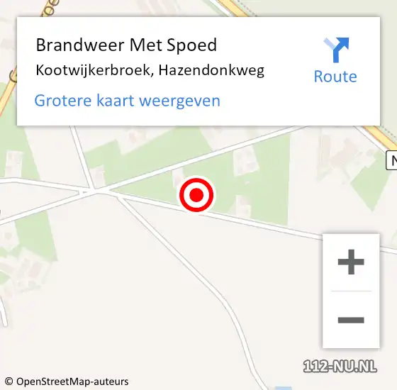 Locatie op kaart van de 112 melding: Brandweer Met Spoed Naar Kootwijkerbroek, Hazendonkweg op 6 februari 2024 11:48