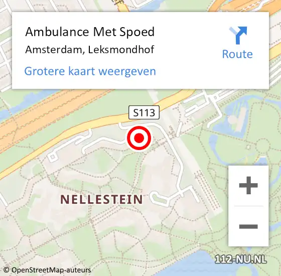 Locatie op kaart van de 112 melding: Ambulance Met Spoed Naar Amsterdam, Leksmondhof op 6 februari 2024 12:17