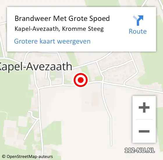 Locatie op kaart van de 112 melding: Brandweer Met Grote Spoed Naar Kapel-Avezaath, Kromme Steeg op 6 februari 2024 13:26