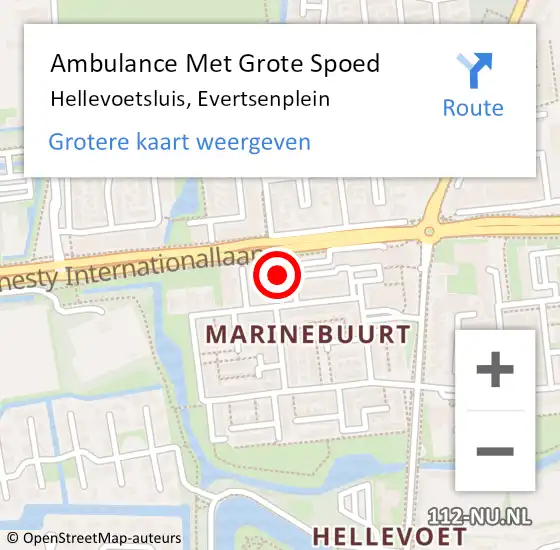 Locatie op kaart van de 112 melding: Ambulance Met Grote Spoed Naar Hellevoetsluis, Evertsenplein op 6 februari 2024 13:30