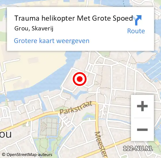 Locatie op kaart van de 112 melding: Trauma helikopter Met Grote Spoed Naar Grou, Skaverij op 6 februari 2024 14:11