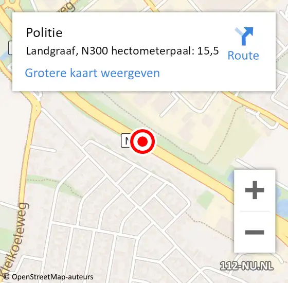 Locatie op kaart van de 112 melding: Politie Landgraaf, N300 hectometerpaal: 15,5 op 6 februari 2024 16:25