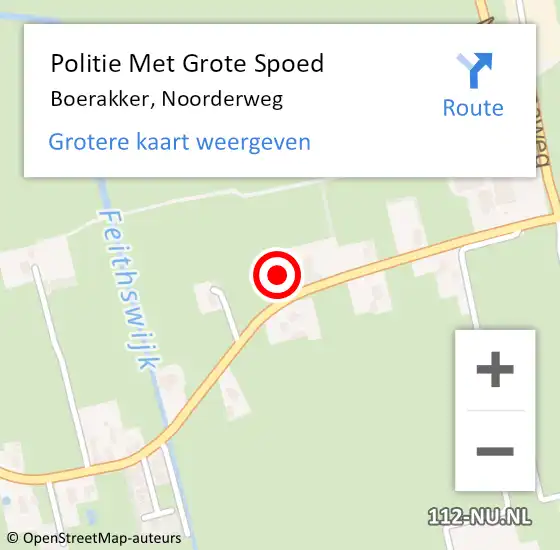 Locatie op kaart van de 112 melding: Politie Met Grote Spoed Naar Boerakker, Noorderweg op 6 februari 2024 17:17
