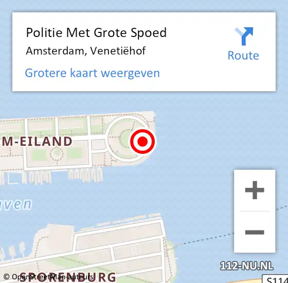 Locatie op kaart van de 112 melding: Politie Met Grote Spoed Naar Amsterdam, Venetiëhof op 6 februari 2024 18:29