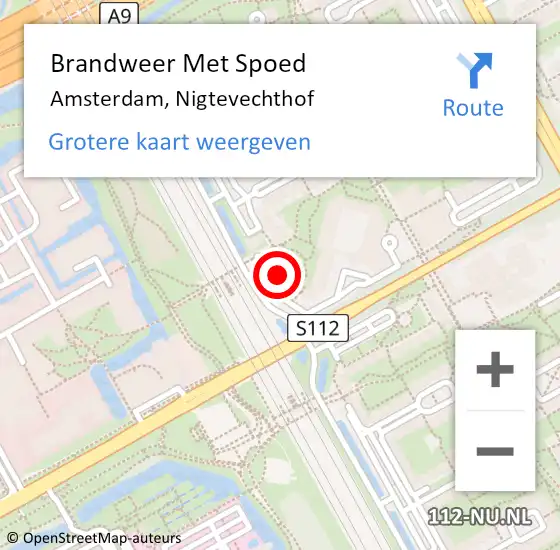 Locatie op kaart van de 112 melding: Brandweer Met Spoed Naar Amsterdam, Nigtevechthof op 6 februari 2024 18:52