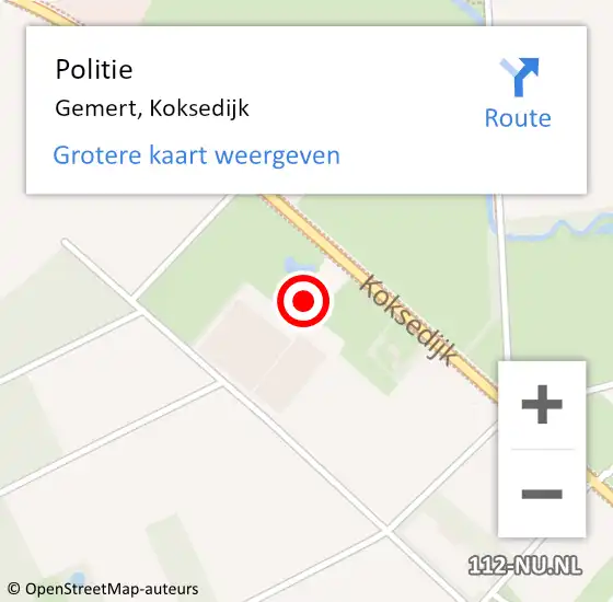 Locatie op kaart van de 112 melding: Politie Gemert, Koksedijk op 6 februari 2024 18:56