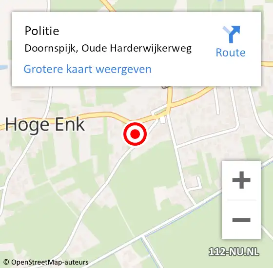 Locatie op kaart van de 112 melding: Politie Doornspijk, Oude Harderwijkerweg op 6 februari 2024 19:54