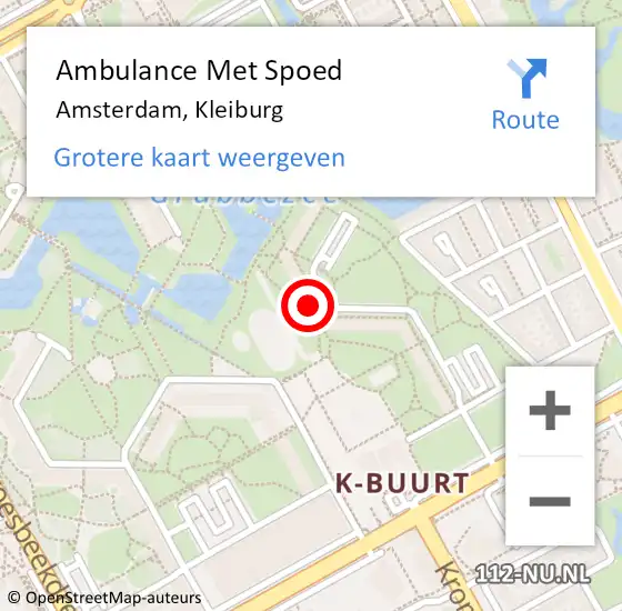 Locatie op kaart van de 112 melding: Ambulance Met Spoed Naar Amsterdam, Kleiburg op 6 februari 2024 20:39