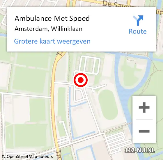 Locatie op kaart van de 112 melding: Ambulance Met Spoed Naar Amsterdam, Willinklaan op 7 februari 2024 00:18