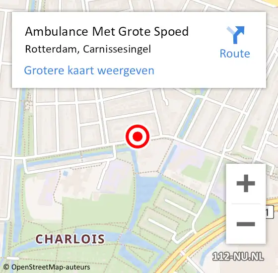 Locatie op kaart van de 112 melding: Ambulance Met Grote Spoed Naar Rotterdam, Carnissesingel op 7 februari 2024 01:31