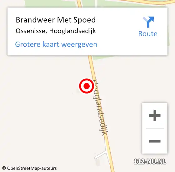 Locatie op kaart van de 112 melding: Brandweer Met Spoed Naar Ossenisse, Hooglandsedijk op 7 februari 2024 02:43