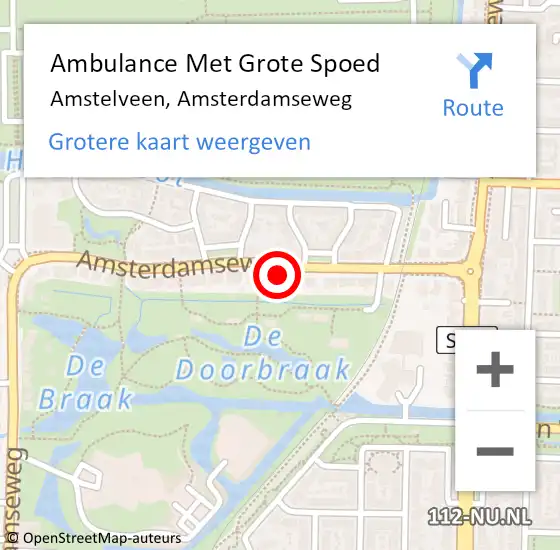 Locatie op kaart van de 112 melding: Ambulance Met Grote Spoed Naar Amstelveen, Amsterdamseweg op 7 februari 2024 03:00